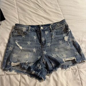 Judy Blue Star Cut-Off Denim Shorts